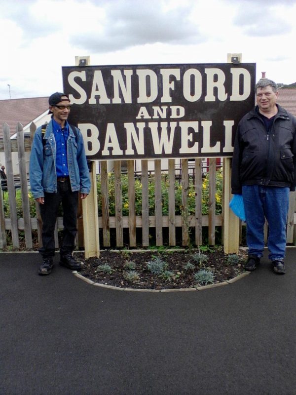 Warren &amp; Ernest on the platform at Sandford &amp; Backwell Station